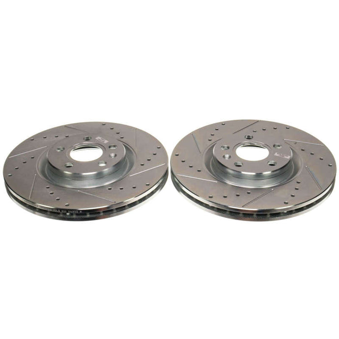 Power Stop 18-21 Volvo XC60 Front Drilled & Slotted Rotor (Pair) Brake Rotors - Slot & Drilled PowerStop
