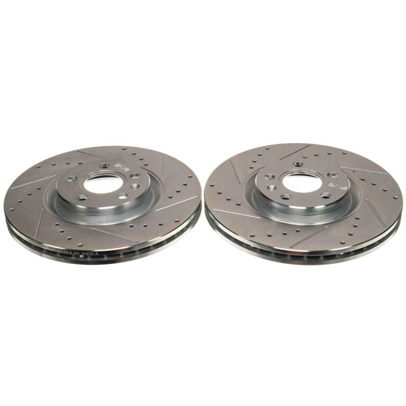 Power Stop 18-21 Volvo XC60 Front Drilled & Slotted Rotor (Pair) Brake Rotors - Slot & Drilled PowerStop