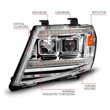 Load image into Gallery viewer, ANZO 09-20 Nissan Frontier Chrome Projector Plank Style DRL w/ Switchback &amp; Sequential LED DRL Headlights ANZO
