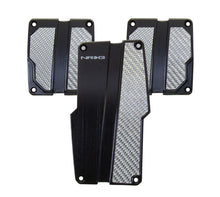 Load image into Gallery viewer, NRG Brushed Aluminum Sport Pedal M/T - Black w/Silver Carbon Pedal Covers NRG
