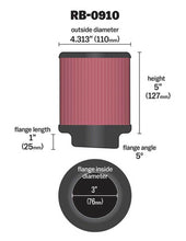 Load image into Gallery viewer, K&amp;N Universal Rubber Filter 3 inch 5 Degree FLG 4 1/2 inch OD 5 inch Height Air Filters - Universal Fit K&amp;N Engineering   
