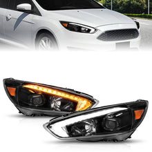 Load image into Gallery viewer, ANZO 15-18 Ford Focus Projector Headlights - w/ Light Bar Switchback Black Housing Headlights ANZO
