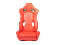 Load image into Gallery viewer, NRG Reclinable Sport Seats (Pair) The Arrow Red Vinyl w/ Pressed NRG Logo w/ Red Stitch Reclineable Seats NRG
