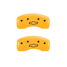 Load image into Gallery viewer, MGP 4 Caliper Covers Engraved Front &amp; Rear Bowtie Yellow finish black ch Caliper Covers MGP
