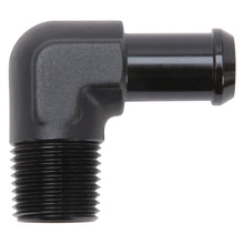 Load image into Gallery viewer, Edelbrock Hose End 90-Deg 1/2In NPT to 5/8In Barb Black Anodize Fittings Edelbrock
