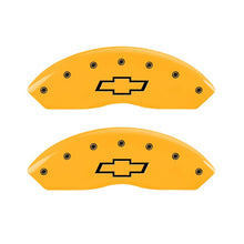 Load image into Gallery viewer, MGP 2 Caliper Covers Engraved Front Bowtie Yellow Finish Black Char 1999 Chevrolet Tahoe Caliper Covers MGP
