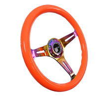 Load image into Gallery viewer, NRG Classic Wood Grain Steering Wheel (350mm) Neon Orange Color w/Neochrome Spokes Steering Wheels NRG
