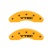 Load image into Gallery viewer, MGP 4 Caliper Covers Engraved Front &amp; Rear Vtech Yellow Finish Black Char 2003 Honda Element Caliper Covers MGP   
