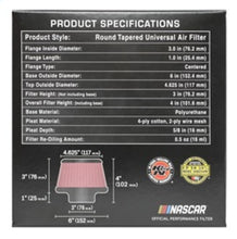 Load image into Gallery viewer, K&amp;N Universal Round Clamp-On Air Filter 3in Flange ID x 6in Base OD x 4.625in Top OD x 3in Height Air Filters - Universal Fit K&amp;N Engineering   
