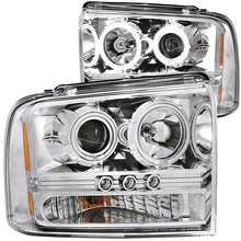Load image into Gallery viewer, ANZO 2005-2007 Ford Excursion Projector Headlights w/ Halo Chrome w/ LED Strip (CCFL) 1pc Headlights ANZO
