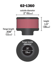 Load image into Gallery viewer, K&amp;N 3/4 inch ID 2 inch OD 1.5 inch H Clamp On Crankcase Vent Filter Air Filters - Universal Fit K&amp;N Engineering   
