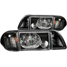 Load image into Gallery viewer, ANZO 1987-1993 Ford Mustang Crystal Headlights Black w/ Corner Lights 3pc Headlights ANZO
