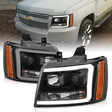 Load image into Gallery viewer, ANZO 07-14 Chevy Tahoe Projector Headlights w/ Plank Style Design Black w/ Amber Headlights ANZO
