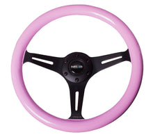 Load image into Gallery viewer, NRG Classic Wood Grain Steering Wheel (350mm) Solid Pink Painted Grip w/Black 3-Spoke Center Steering Wheels NRG
