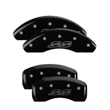 Load image into Gallery viewer, MGP 4 Caliper Covers Engraved Front &amp; Rear Impala style/SS Black finish silver ch Caliper Covers MGP
