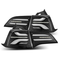 AlphaRex 17-22 Tesla Model 3 PRO-Series LED Tail Lights Jet Black w/Seq Sig Tail Lights AlphaRex
