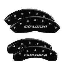 Load image into Gallery viewer, MGP 4 Caliper Covers Engraved Front &amp; Rear Explorer/2011 Black Finish Silver Char 2010 Ford Explorer Caliper Covers MGP
