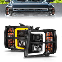 Load image into Gallery viewer, ANZO 2007-2013 Chevrolet Silverado 1500 Projector w/ Light Bar Black Housing w/ Sequential Headlights ANZO
