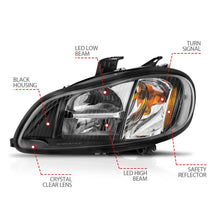 Load image into Gallery viewer, ANZO 2002-2014 Freightliner M2 LED Crystal Headlights Black Housing w/ Clear Lens (Pair) Headlights ANZO
