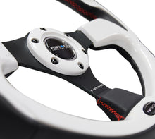Load image into Gallery viewer, NRG Reinforced Steering Wheel (320mm) Blk w/White Trim &amp; 4mm 3-Spoke Steering Wheels NRG
