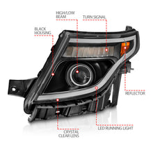 Load image into Gallery viewer, ANZO 11-15 Ford Explorer (w/Factory Halogen HL Only) Projector Headlights w/Light Bar Black Housing Headlights ANZO
