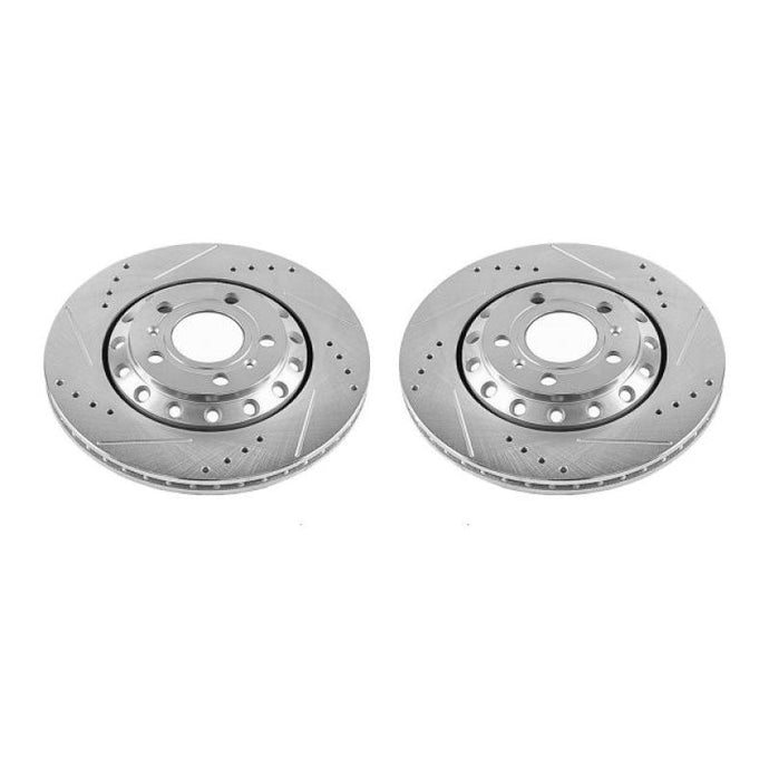Power Stop 03-10 Audi A8 Quattro Rear Evolution Drilled & Slotted Rotors - Pair Brake Rotors - Slot & Drilled PowerStop