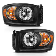 Load image into Gallery viewer, ANZO 2006-2009 Dodge Ram 1500 Crystal Headlight Black Amber Headlights ANZO
