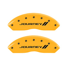 Load image into Gallery viewer, MGP 4 Caliper Covers Engraved Front &amp; Rear With stripes/Journey Yellow finish black ch Caliper Covers MGP
