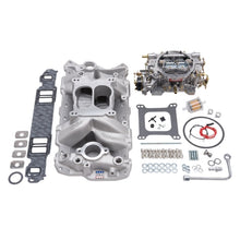 Load image into Gallery viewer, Edelbrock Manifold And Carb Kit Performer Air-Gap Small Block Chevrolet 1957-1986 Natural Finish Intake Manifolds Edelbrock

