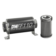 Load image into Gallery viewer, DeatschWerks Stainless Steel 8AN 40 Micron Universal Inline Fuel Filter Housing Kit (110mm) Fuel Filters DeatschWerks
