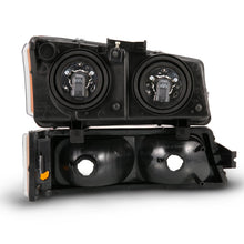 Load image into Gallery viewer, ANZO 2003-2006 Chevy Silverado Crystal Headlight w/ Signal Light Black Amber (4 pcs) Headlights ANZO
