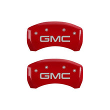 Load image into Gallery viewer, MGP 4 Caliper Covers Engraved Front &amp; Rear GMC Red finish silver ch Caliper Covers MGP
