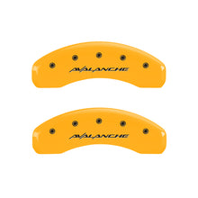 Load image into Gallery viewer, MGP 4 Caliper Covers Engraved Front &amp; Rear Avalanche Yellow Finish Black Char 2001 Chevrolet Tahoe Caliper Covers MGP
