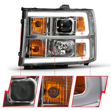 Load image into Gallery viewer, ANZO 2007-2013 Gmc Sierra 1500 Projector Headlight Plank Style Chrome w/ Clear Lens Amber Headlights ANZO
