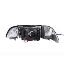 Load image into Gallery viewer, ANZO 1987-1993 Ford Mustang Crystal Headlights Black w/ Corner Lights 3pc Headlights ANZO

