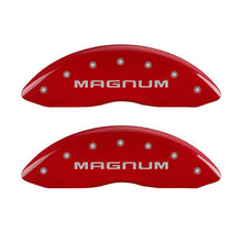 Load image into Gallery viewer, MGP 4 Caliper Covers Engraved Front &amp; Rear Magnum Red finish silver ch Caliper Covers MGP
