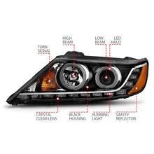 Load image into Gallery viewer, ANZO 2011-2013 Kia Sorento Projector Headlights w/ Halo Black (CCFL) Headlights ANZO
