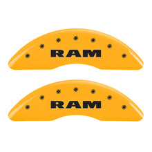 Load image into Gallery viewer, MGP 4 Caliper Covers Engraved Front RAM Engraved Rear RAMHEAD Yellow finish black ch Caliper Covers MGP
