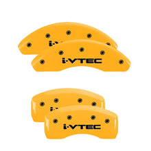 Load image into Gallery viewer, MGP 4 Caliper Covers Engraved Front &amp; Rear I-Vtec Yellow Finish Black Char 2005 Honda Accord Caliper Covers MGP   
