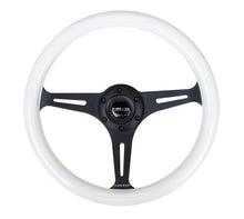 Load image into Gallery viewer, NRG Classic Wood Grain Steering Wheel (350mm) Glow-N-The-Dark Green Grip w/Black 3-Spoke Center Steering Wheels NRG
