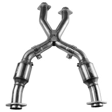 Load image into Gallery viewer, Kooks 99-04 Ford Mustang GT / Cobra 2 1/2in In x 2 1/2in OEM Out Cat SS X Pipe Kooks HDR Req X Pipes Kooks Headers
