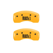 Load image into Gallery viewer, MGP 4 Caliper Covers Engraved Front &amp; Rear Mach 1 Yellow Finish Black Char 2004 Ford Mustang Caliper Covers MGP
