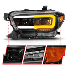 Load image into Gallery viewer, ANZO 16-22 Toyota Tacoma LED Projector Headlights w/ Light Bar Sequential Black Housing w/Initiation Headlights ANZO
