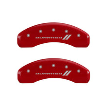 Load image into Gallery viewer, MGP 4 Caliper Covers Engraved Front &amp; Rear With stripes/Durango Red finish silver ch Caliper Covers MGP
