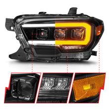 Load image into Gallery viewer, ANZO 16-22 Toyota Tacoma SR/SR5 ONLY Full LED Proj Headlights w/Light Bar Seq. Blk w/Initiation Lgt Headlights ANZO
