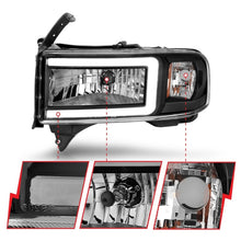 Load image into Gallery viewer, ANZO 94-02 Dodge RAM Crystal Headlight - w/ Light Bar Black Housing Headlights ANZO
