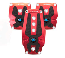 Load image into Gallery viewer, NRG Brushed Aluminum Sport Pedal M/T - Red w/Black Rubber Inserts Pedal Covers NRG

