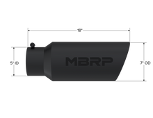 Load image into Gallery viewer, MBRP Universal Tip 7in O.D. Rolled End 5in inlet 18in length Black Tips MBRP
