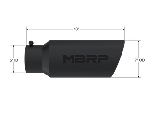 MBRP Universal Tip 7in O.D. Rolled End 5in inlet 18in length Black Tips MBRP   