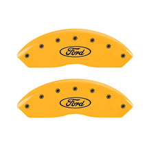 Load image into Gallery viewer, MGP 2 Caliper Covers Engraved Front Oval Logo/Ford Yellow Finish Blk Char 2011 Ford Focus Caliper Covers MGP
